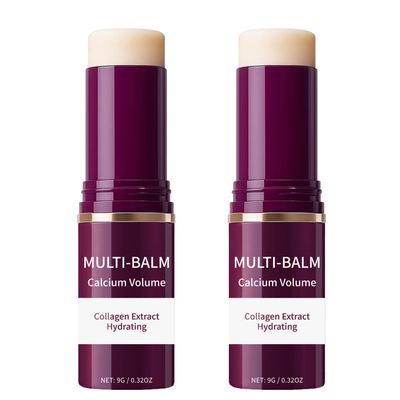2Pcs Wrinkle Bounce Calcium Multi-Balm Stick, Collagen Moisturing Multi Balm, Wrinkle Core Stick for Under-Eye, Forehead, Neck Skin Care Line Hydrating, Firm & Plump