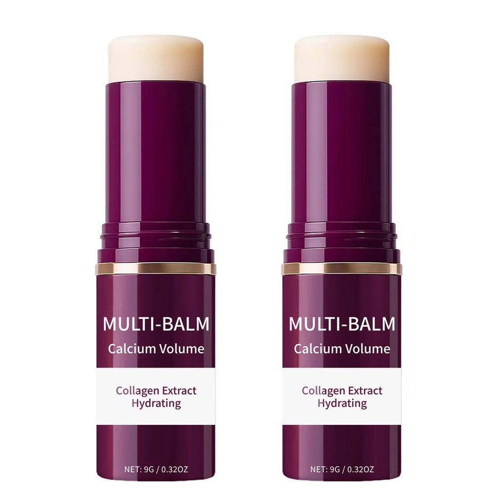 2Pcs Wrinkle Bounce Calcium Multi-Balm Stick, Collagen Moisturing Multi Balm, Wrinkle Core Stick for Under-Eye, Forehead, Neck Skin Care Line Hydrating, Firm & Plump