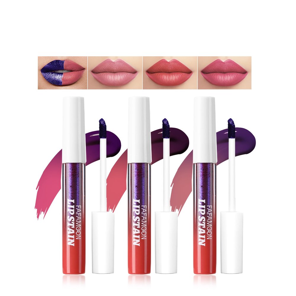 DENESTUP 3 Colors Peel off Lip Stain Tattoo, Peel off Lip Liner Tattoo Matte Finish Lip Stain, Colors Change Lip Gloss Long Lasting Waterproof Plump Lip Makeup Gift for Women
