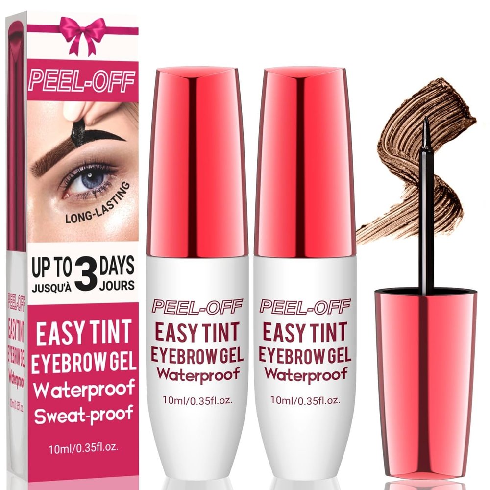 2PCS Eyebrow Tattoo Gel Peel Off WaterproofLong-lastingSmudge ProofBrown Eyebrow Gel for Women,DIY at Home,Christmas Day Gift Set