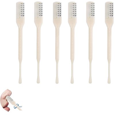 6 Pcs 2-in-1 Nasal Hair Cutter, New Double Sided Nose Hair Knife, Portable Nostril Hair Remover Tool, 360 Nose Hair Trimmer with Ear Picker Soft Cleaning Brush for Women Men