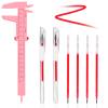 2 Pcs Eyebrow Mapping Pen, Microblading Brow Mapping Pen with 4 Replacement Refills and 1 Pink Ruler, Red Eyebrow Pencil for Women, Makeup Skin Tattoo Marker for Brow Lip Permanent Makeup(Red) view 1