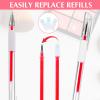 2 Pcs Eyebrow Mapping Pen, Microblading Brow Mapping Pen with 4 Replacement Refills and 1 Pink Ruler, Red Eyebrow Pencil for Women, Makeup Skin Tattoo Marker for Brow Lip Permanent Makeup(Red) view 3