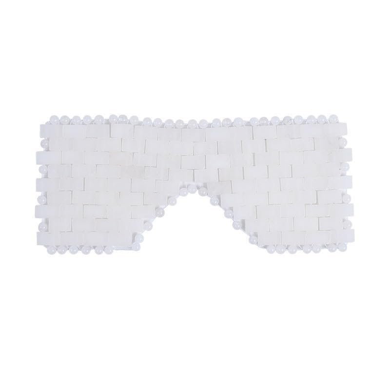 CRYSTALTELLER Natural Crystal Eye Mask Cooling Eye Mask for Puffy Eyes Fatigue Reduction Stress Relief (White Jade)