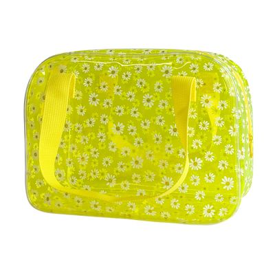 TotePrint Daisy Pattern PVC Washing Cosmetic Bag Portable for Travel, Storage Cosmetics and Skin Care Products 10.24"x3.94"x7.48 (7582-1)