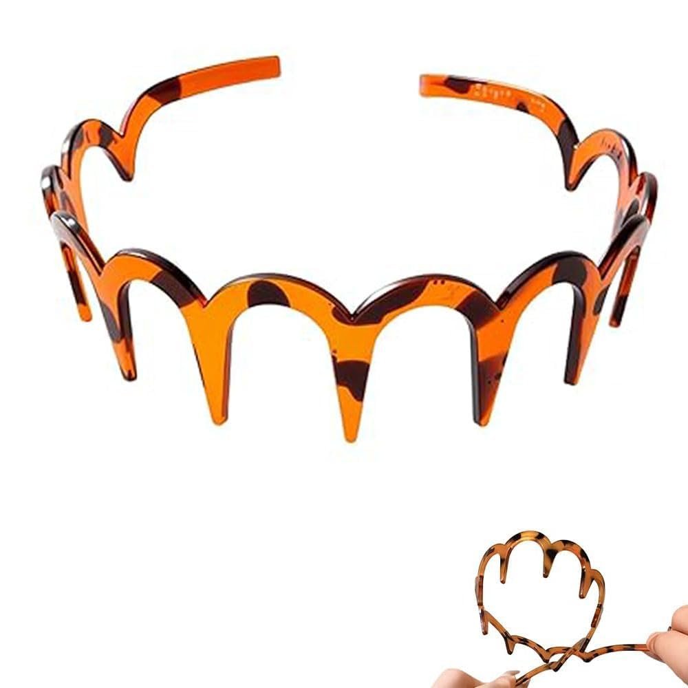 2025 new U-shaped fashion hair comb belt, high headgear female hairpin, reversible Korean toothed hair band suitable for girls to give gifts (black -1). (amber, 1)