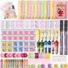 144 Pcs Spa Party Decorations for Girls, Spa Birthday Party Supplies Include Face Masks Skincare, Hand Cream, Lip Balm, Under Eye Patches, Lip Mask, Foot Bath Bombs, Press-on Nails and Hair Tinsel view 1