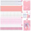 100 Pcs Pink Press On Nail Tool Kit for Business - Prep Application Disposable Kit with File, Glue, Prep Pads, Adhesive Tabs, Wood Stick, Holographic Bag view 1