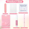 100 Pcs Pink Press On Nail Tool Kit for Business - Prep Application Disposable Kit with File, Glue, Prep Pads, Adhesive Tabs, Wood Stick, Holographic Bag view 2