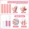 100 Pcs Pink Press On Nail Tool Kit for Business - Prep Application Disposable Kit with File, Glue, Prep Pads, Adhesive Tabs, Wood Stick, Holographic Bag view 4