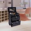TFCFL Professional Makeup Case with 40 Compartments, Rolling Cosmetic Organizer with Drawers & Detachable Bag, Lockable Beauty Storage Box for Hairdressers, Pet Beauticians, Makeup Artists, (Black) view 3