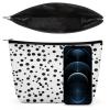 QSKDLAC Black And White Polka Dot Cosmetic Bags for Women with Zipper Portable Makeup Bag Pu Makeup Pouch for Work Or Travel Gifts view 3