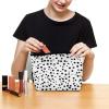 QSKDLAC Black And White Polka Dot Cosmetic Bags for Women with Zipper Portable Makeup Bag Pu Makeup Pouch for Work Or Travel Gifts view 4