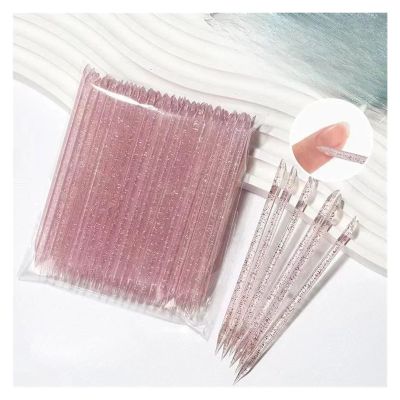 50/100 Pieces Reusable Double-head Crystal Cuticle Pusher Cuticle Removal Tool Orange Wood Nails Pedicure Care Drill Stick Tools(Red-100pcs)