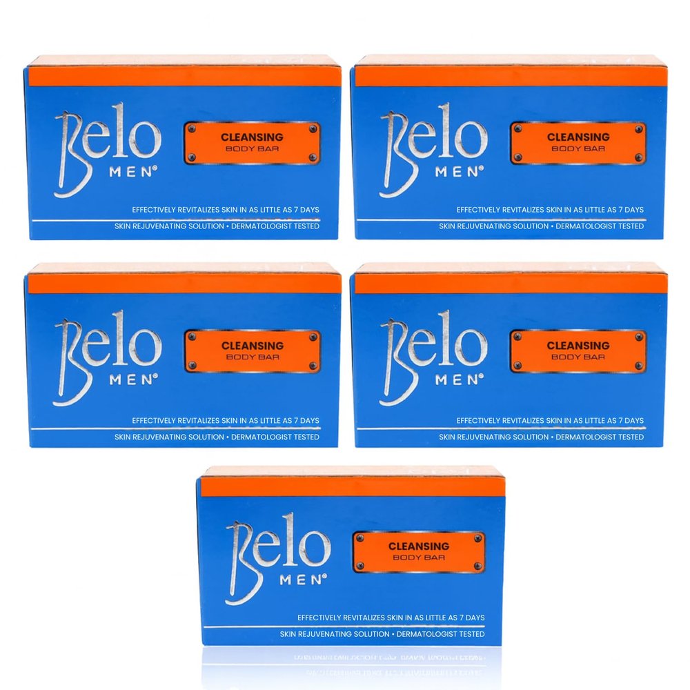 Belo Essentials Men Bar Soap Dermatologist Tested Deep Clean Gentle Cleanser with Hydration & Nourishing Care Soft Smooth Revitalizing Texture for Healthy Glow Daily Skincare - 135g x 5 Bars