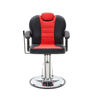 102 -140 Barbershop Reclining Barber Chair, Heavy Duty Hydraulic Pump 360 Hairstylist Rotary Salon Chair (Red+Black + PU Leather + Foam)