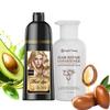 3-in-1 Natural Hair Dye Shampoo & Hair Repair Conditioner Bundle - Gray Coverage & Deep Moisture - Vegan, Sulfate-Free, Color-Safe - Argan Oil, Collagen - 2x400ml (NATURAL BLONDE) view 1