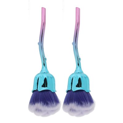 2pcs Nail Dust Brush, Nail Powder Brush with Handle, Soft Nylon for Nail Art Dust Makeup Blusher, ABS Material, Ergonomic for Grip