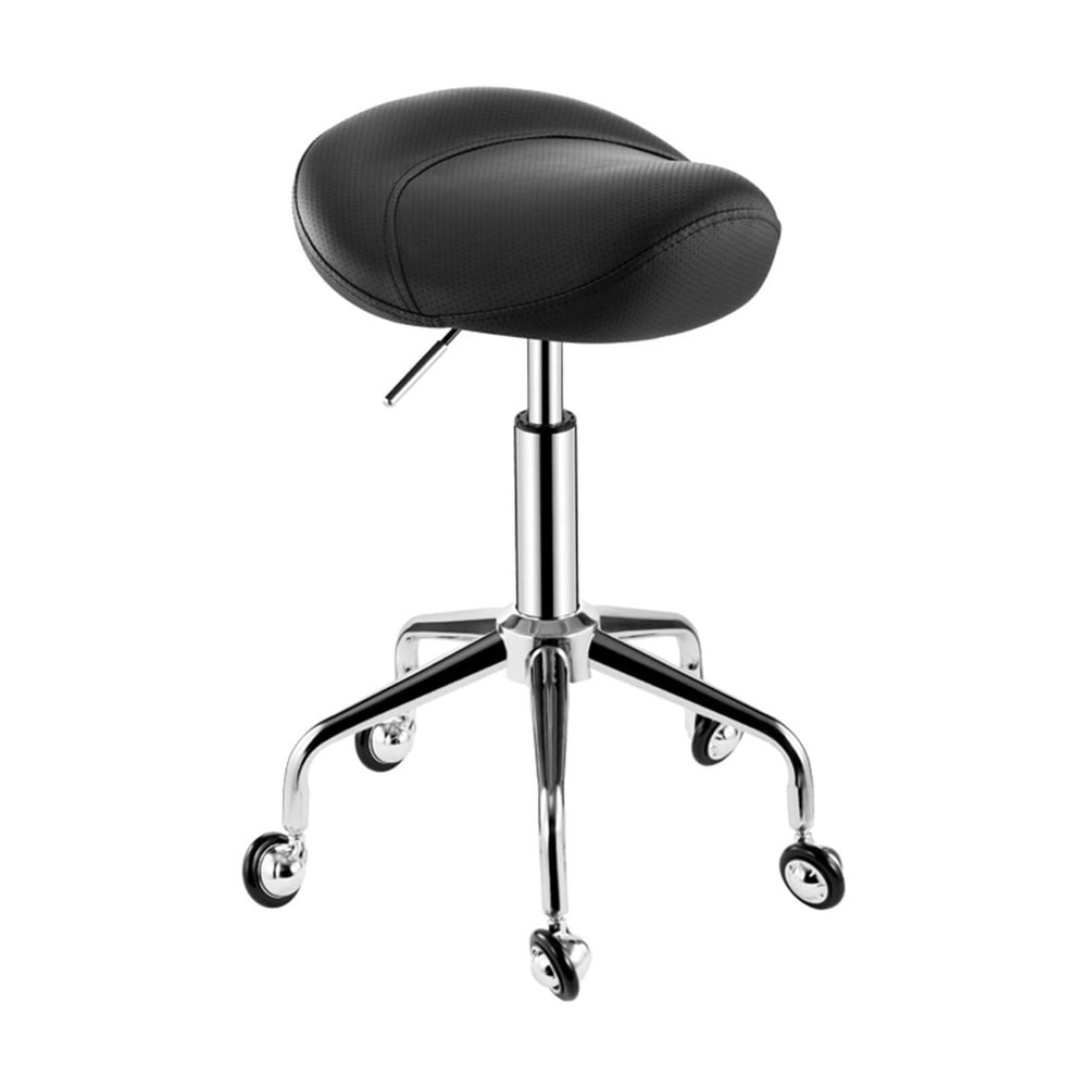 Adjustable Height Saddle Stool, Ergonomic Rolling Chair Massage Bar, Spa Salon 360 Swivel Office Chair with Wide Thick Seat Padding