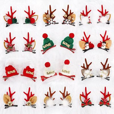 APXXAIBO Christmas Deer Antler Hair Clips - 6 Styles Non-Repeating Hairpins for Girls, Festive Hair Accessories (Random Delivery)