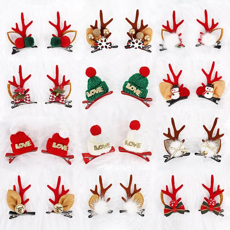 APXXAIBO Christmas Deer Antler Hair Clips - 6 Styles Non-Repeating Hairpins for Girls, Festive Hair Accessories (Random Delivery)