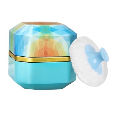 Body Powder Puff and Container, 3.35" Portable Dusting Powder Container with Soft Puff Powder Case Box Jar for Baby Women Home and Travel Use(Dark Blue)