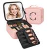 Relavel Initial Makeup Bag with LED Mirror for Women Girls, Personalized Travel Cosmetic Organizer Train Case, Birthday Gifts for Grandkids Bridesmaid Graduation Teacher Friends, Trendy Stuff, Pink C view 1