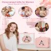 Relavel Initial Makeup Bag with LED Mirror for Women Girls, Personalized Travel Cosmetic Organizer Train Case, Birthday Gifts for Grandkids Bridesmaid Graduation Teacher Friends, Trendy Stuff, Pink C view 2