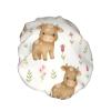 Adorable Cow and Pink Floral Shower Cap Waterproof Reusable Double Elastic Daily Bath view 2