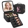 Relavel Initial Makeup Bag with LED Mirror for Women Girls, Personalized Travel Cosmetic Organizer Train Case, Birthday Gifts for Grandkids Bridesmaid Graduation Teacher Friends, Trendy Stuff, Black E view 1