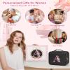 Relavel Initial Makeup Bag with LED Mirror for Women Girls, Personalized Travel Cosmetic Organizer Train Case, Birthday Gifts for Grandkids Bridesmaid Graduation Teacher Friends, Trendy Stuff, Black E view 2