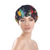 Aesthetic Colorful Splash Graffiti Shower Cap Waterproof Reusable Double Elastic Daily Bath view 3