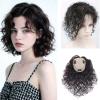 12 Ins Curly Human Hair Topper Middle Parting for Women Cover Grey Hairs,Clip in Wavy Curly Real Hair Topper Hairpiece with U-Shaped Silk Base 3.9x4.7 Ins Wiglets Hairpieces-Dark Brown view 1