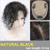 12 Ins Curly Human Hair Topper Middle Parting for Women Cover Grey Hairs,Clip in Wavy Curly Real Hair Topper Hairpiece with U-Shaped Silk Base 3.9x4.7 Ins Wiglets Hairpieces-Dark Brown view 4