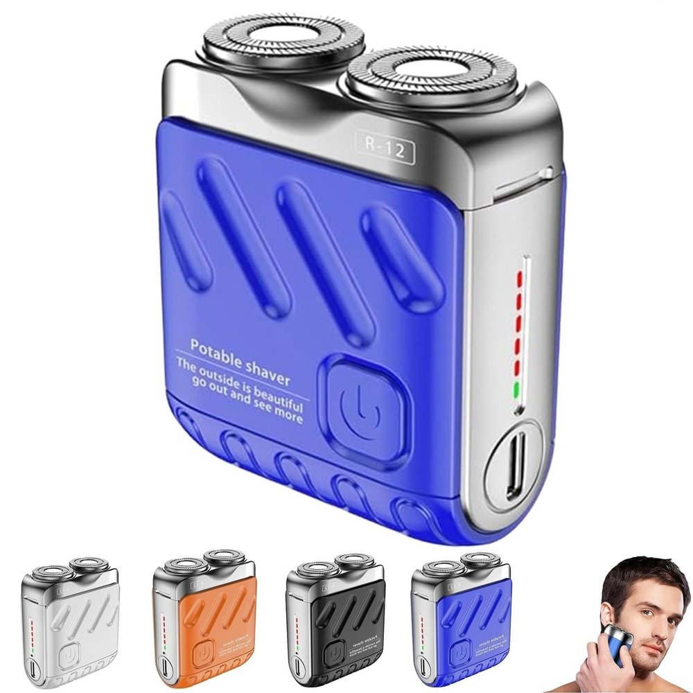 Bccnerty Shaver, Bccnerty Mini Rotary Dual Ring Electric Shaver for Men  USB Rechargeable, Waterproof, Compact for Home & Travel(Orange)