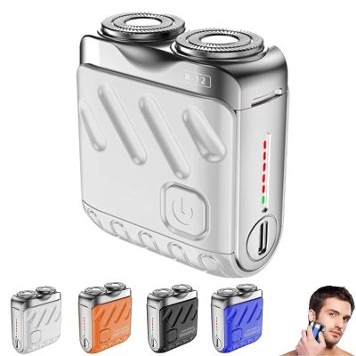 Bccnerty Shaver, Bccnerty Mini Rotary Dual Ring Electric Shaver for Men  USB Rechargeable, Waterproof, Compact for Home & Travel(Silver)