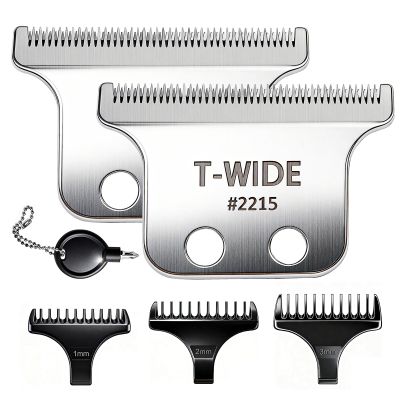 2215 Replacement T Wide Blades Compatible with Wahl 5 Star Detailer Li Trimmer(8081) and (8171) - Adjustable Stainless-steel Zero-Gap Trimmer Blade ((2pcs -silver)