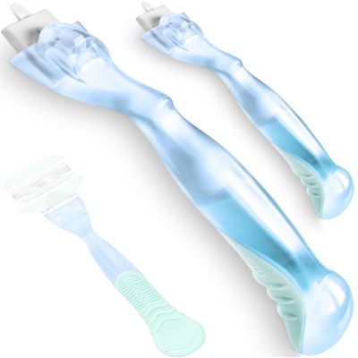 QSLST Replacement Razor Handle Compatible with Gillette Venus - Cyan Ergonomic Grip, Secure Non-Slip Design (Fits Most Venus Blades) 2Pcs