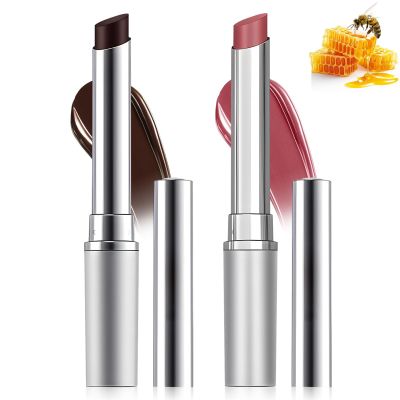 2pcs-Honey Lip Balm,Tinted Lip Balm for Women-Sheer Hydrating Lipstick,Moisturizing Lip Color for All Skin Tones -Natural Black Cherry Tint (Black+Pink)