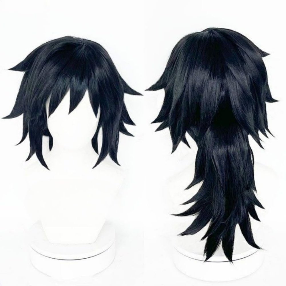 FENNIDICE Tomioka Giyuu Cosplay Wig Hair Role Play Halloween Costume Party Wigs + Wig Cap