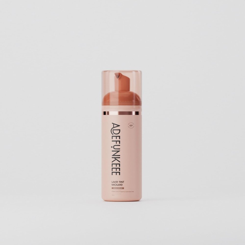 Adefunkeee Lace Tint Mousse Medium Brown 100ml - Professional Lace Tinting Foam | Perfect Color Match | Covers Grey Lace | Natural Hairline Illusion | Salon Quality (3.38 Fl Oz)