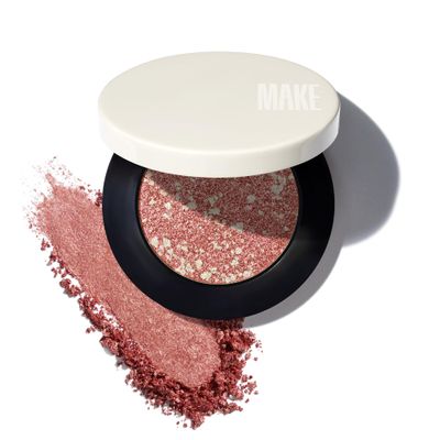 MAKE Beauty Multi-Chromatic Eye Shadow. Metal Reflecting Luminous Foil Finish Creamy, Buildable, Dimensional Long-wear, Crease-proof Powder Eyeshadow, Multichrome Shade - Fuzz, Warm Pink