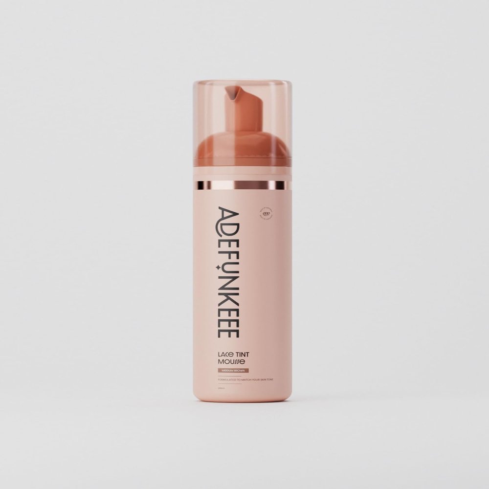 Adefunkeee Lace Tint Mousse Medium Brown 200ml - Professional Lace Tinting Foam | Perfect Color Match | Covers Grey Lace | Natural Hairline Illusion | Salon Quality (6.76 Fl Oz)