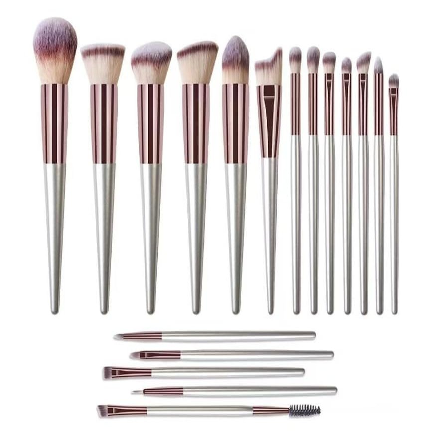 18PCS Makeup Brush Set with Foundation, Concealer, Blush & Eyeshadow Brushes + Makeup Bag Premium Synthetic Soft Bristles for Flawless Makeup Application