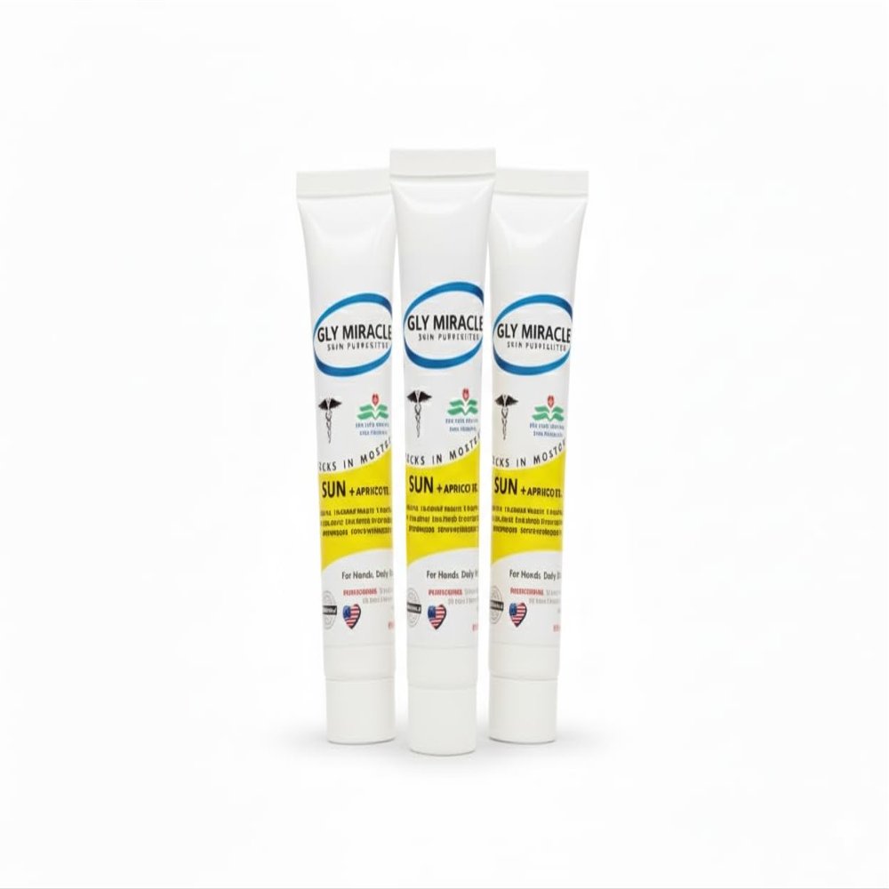 GLY MIRACLE SUN SPF30 Sunscreen Travel Lotion Tubes Apricot Breeze (3 Pack, 0.5 oz Each)  Non-Greasy Skin Moisturizer for Normal to Dry Skin, Deep Hydration for Hands, Body & Feet