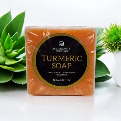 Posh Beauty Skincare Turmeric Soap, 100% Natural Facial Cleanser and Body Wash, 110g