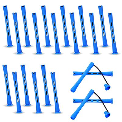 20 Pcs Blue Perm Rods for Short and Long Hair - 0.35 Inch Small Cold Wave Rollers & Curling Rods for Braids - DIY Hair Perm Kit