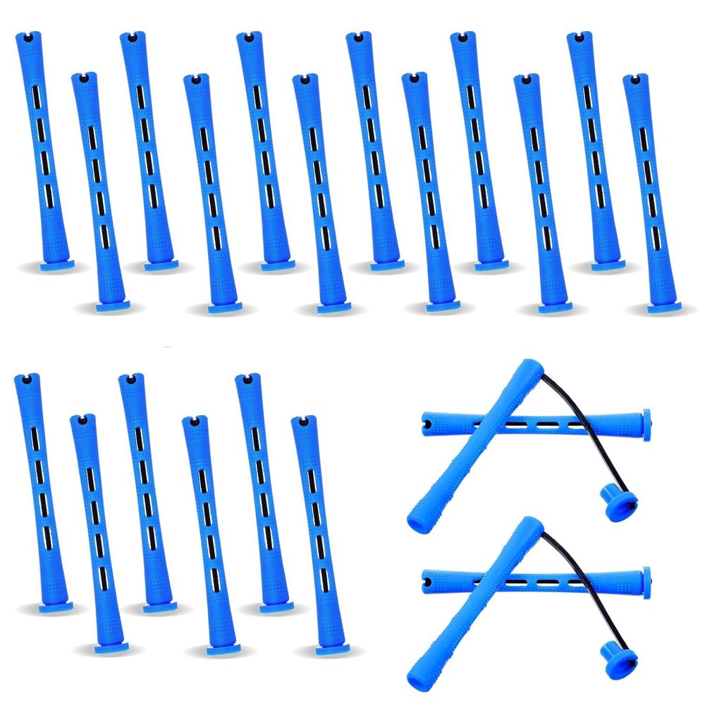 20 Pcs Blue Perm Rods for Short and Long Hair - 0.35 Inch Small Cold Wave Rollers & Curling Rods for Braids - DIY Hair Perm Kit