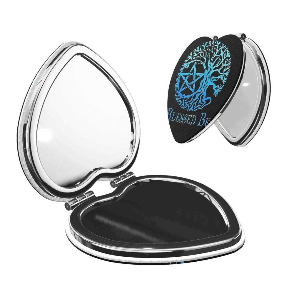 Sxijie Triple Moon Witch Goddess Wicca Pentacle Compact Mirror,Double-Sided 1X/2X Magnifying Pocket Makeup