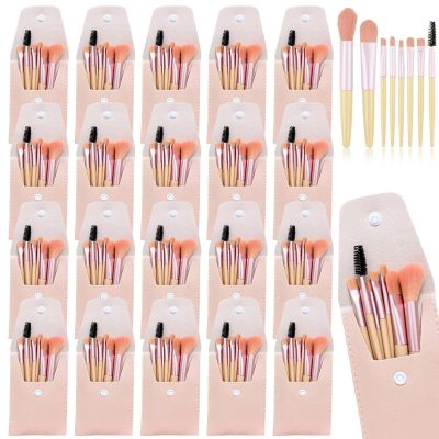 20 Sets Makeup Brush Set Bulk Brushes Bag Mini Face Make up Brushes Brushes Bag for Makeup Party Favors Wedding Bridal Shower Favors Bridesmaid Gift Bachelorette Party Gift (Ivory Beige)